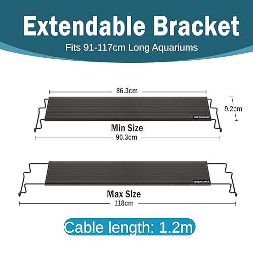 24/7 Mode LED Aquarium Light for 36-45 Inch Plant & Fish Tank, IP68 Full Spectrum Light, Sunrise-Daylight-Moonlight, White Red Green Blue Pink LEDs with Extendable Brackets for Freshwater - size: For 36-45 inch Tank