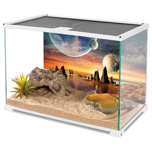 AWERT 48x18 inches Galaxy Aquarium Background Space Theme View of The Planets from Earth Fish Tank Background Hot Desert Terrarium Background - size: 48x18in/120x45cm