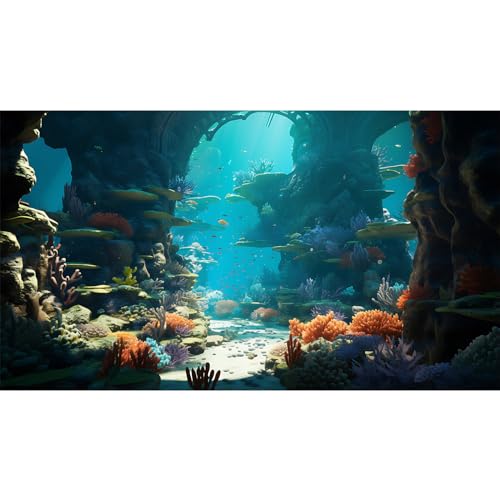 Aquarium Background Underwater World Coral Reef and Tropical Fish Terrarium Backdrop Undersea Landscape Tank Background Wallpaper Poster Reptile Habitat Backdrop Vinyl 24x12in - color: Coral Orange, size: 24(W)x12(H)inches/ 60(W)*30cm(H)
