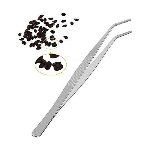 10.6 Inch Stainless Steel Tweezers, Curved Round Blunt Serrated Tip, Aquarium Tweezer, 3/64 Inch Thickness Stainless Steel, Multipurpose Daily Garden Home Lab Craft Repairing Tool