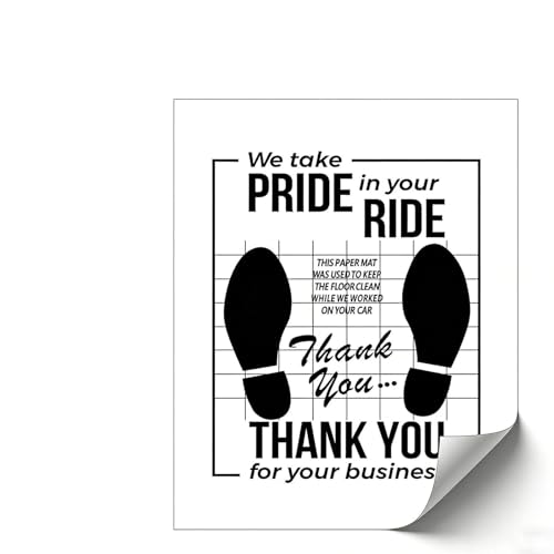 50PCS Disposable Paper Floor Mats for Cars Kraft, White Thank You Paper Floor Mats for Cars Detailing, Auto Dealership, Automotive Supplies (15.35" x 19.29 ") - color: White #2