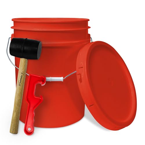 ePackageSupply 5 Gallon Plastic Bucket with Airtight Lid | Food Grade Bucket | BPA-Free | Heavy Duty 90 Mil All Purpose Pail | One 12" Rubber Mallet & One Lid Opener Included | 1 Pack - color: Orange, size: 1 Pack