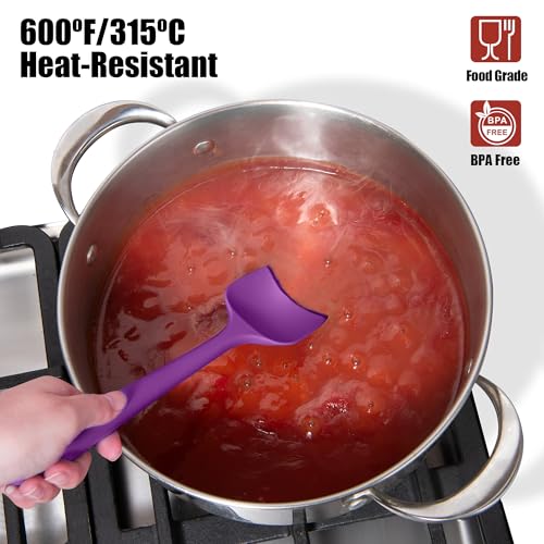 4-Piece Silicone Spatula Scrapers: Doosu 600°F Heat Resistant Food Grade Kitchen BPA Free Rubber Baking Cooking Tool Nonstick Utensil Set for Mixing, Scraping, Folding, Stirring, Serving (Multi-5) - color: Multicolor 8, size: Set of 4