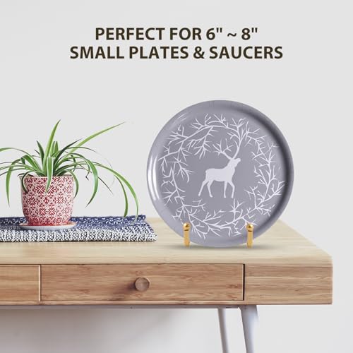 DIDUDIDU Plate Holder Easel Display Stand - Metal Plate Stands for Display - Tabletop Picture Stand - Gold Iron Easels for Display Pictures | Photo Frames | Book | Decorative Plates | Plaque - size: 3 inch-2
