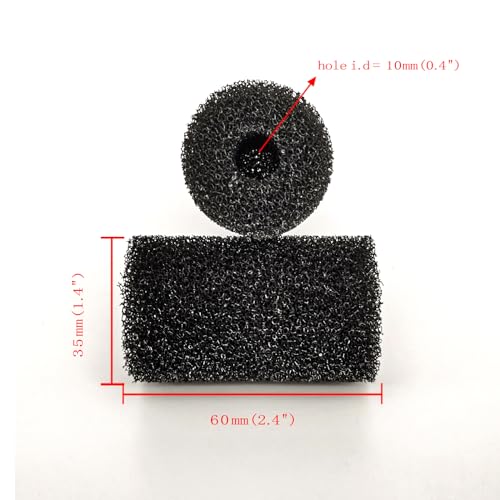 6X Pre-Filter Sponge for Aquarium Shrimp Fry Fish Tank Filter Pump Prefilter Sponge Replacement Foam Cover 2.4 X 1.4 Inch with 0.4" Hole Diameter