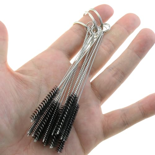 MEETOOT 15-Piece 4-Inch Nylon Tube Brush Set, Straw Cleaning Brush, Carburetor Cleaning Brush, Small Wire Brush, Cleaning Tools, Black