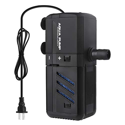 Submersible Aquarium Internal Filter 6W, Adjustable Fish Tank Filter with 132 GPH Water Pump for 1-10 Gallon Fish Tank - size: 132GPH, 6W