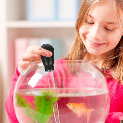 Luxshiny Aquarium Fish Tank Siphon Gravel Manual Water Sand Vacuum Tube for Household Fish Tank Cleaning and Faeces Removal, Mini Black Aquarium Sand Cleaner