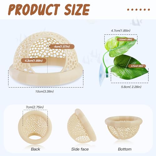 WishLotus Floating Betta Hideout, Aquarium Fish Cave 3D-Printed Shrimp Hide Multi-Functional Fish Tank Cave with 1 Betta Leaf Aquarium Hammock for Shrimp Small Pets (Beige, M)