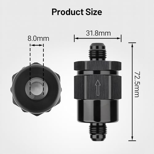 EVIL ENERGY 6AN Male Non Return One Way Check Valve Fitting Aluminum Black - size: 6AN(9/16-18 UNF)