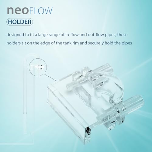 Aquario Neo Holder - Secure Mounting Accessory for Neo Flow Lily Pipes, Rimless Tank Clip, Durable PETG Material - Fits up to ~18mm (Slightly Less Than 3/4") OD Pipes, up to 12mm Glass Thickness