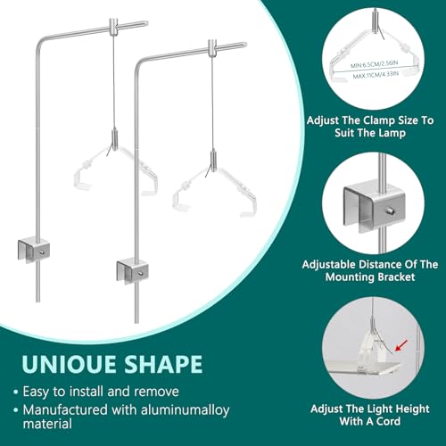 2Pcs Aquarium Light Rack, Adjustable Aquarium High Brightness Light Hanging Holder Kit for Freshwater & Saltwater Fish Tanks