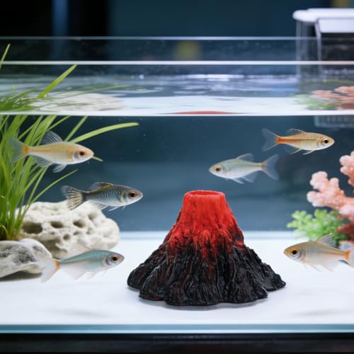 Aquarium Decorations Cave Fish Tank Accessories Volcano Decor (Medium)