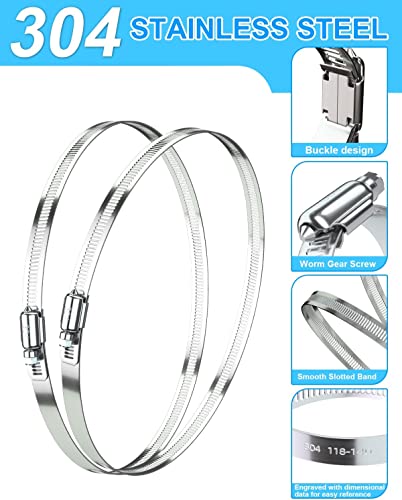 6Pcs 6" Stainless Steel Hose Clamp - Adjustable Worm Gear Hose Clamps for Pipe, Fuel Line, Intercooler, Tube and Automotive Plumbing - style: 6 Inch