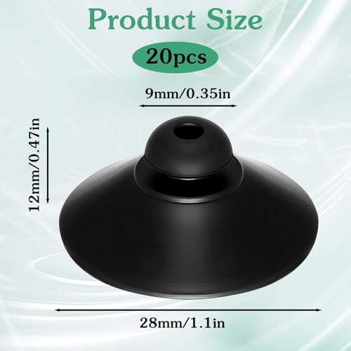 20 Pcs Suction Cups for Aquarium, Rubber Aquariums Suction Cups Black, Fish Tank Sucker Cup Clips for Pump, Airline Tubing, Aeration Setup, Secure Attachment for Aquarium Accessories