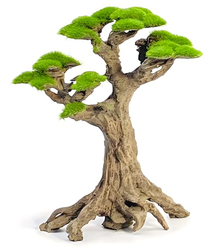 Novelsite Fish Tank Decor- Small Bonsai Trees with Faux Moss- Aquarium Decoration Aqua scaping- Made of Sandstone, Goldfish Betta Fish Tank Decorations - color: Tree-little, size: Tree-Little-s