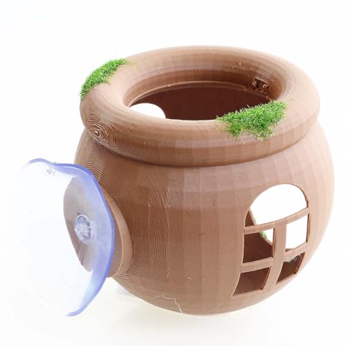 Betta Hammock Floating Hideout House with Artificial Moss Suction Cup Mount, 3D-Printed PLA Aquarium Decor Rest Cave Toy for Betta Fish Tank Accessories