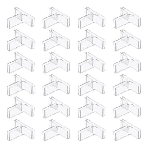 uxcell 24Pcs Plastic Glass Connector, Suitable for 3mm Thick t Shaped Glass to Glass Clamp, Fixing Bracket Rimless Clip Holder for Aquarium Fish Tank Display Shelves, Transparent - color: Transparent, size: 3mm