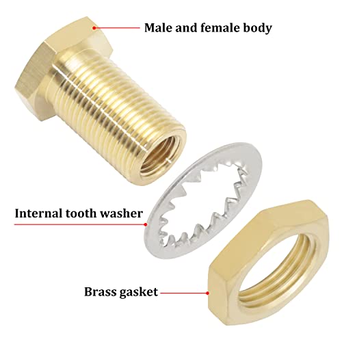 CheeMuii 4 pcs 1/4 Bulkhead Brass Pipe Fitting Anchor Coupling Bulkhead Tank Fitting 1/4" Bulkhead Tank Fitting Frame Hose Connector