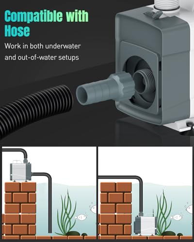 Pawfly 1060 GPH Fountain Pump, 85 W Submersible Water Pump with 14.8 ft. High Lift and 3 Nozzles, Quiet Water Fountain Pump for Aquarium Fish Tank Waterfall Pond & Hydroponics - style: 1060 GPH