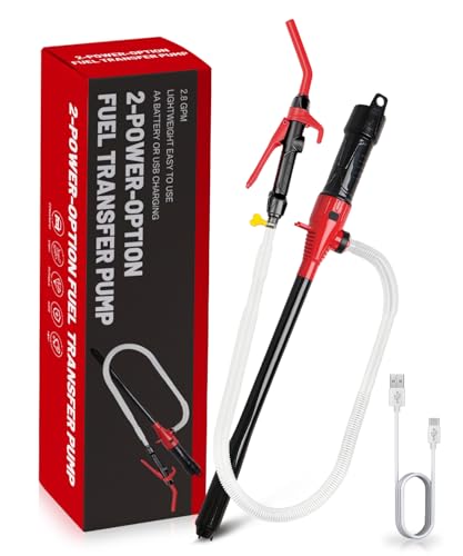 Electric USB Fuel Transfer Pump Battery Powered & Plug-In Power Supply, Portable Gas Pump For Gas Can, Gasoline Transfer Pump-Red
