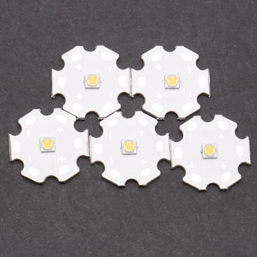 5Pcs 3W Warm White 3535 SMD Super Bright High Power LED Chip with Aluminum Plate 20mm Star PCB Base Heat Sink for Floodlight Replacement(120deg,Warm White 2800K-3200K,DC 2.8-3.2V,700mA) - color: Warm White2800-3200k