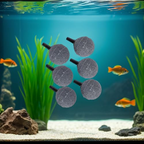 Pssopp 6Pcs Aquarium Bubble Stone, Air Stone Bubble Ball Shape 25mm Air Stone Mineral Bubble Diffuser Airstones for Aquarium Fish