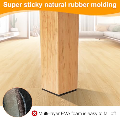 CHUNZEXI Non Slip Rubber Furniture Pads & Grippers, Self Adhesive Round Floor Protectors for Chair & Table Legs and Feet, 1 Inch, 48 Pack, Square - size: 1 inch 48 Square