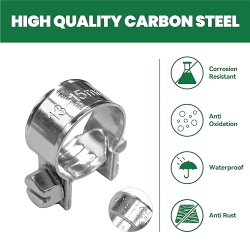 5/16" Mini Fuel Injection Hose Clamps, 20PCS Gas Line Hose Clamp, Adjustable Pipe Hose Clip Tube Clamps for Automotive,Agriculture,Plumbing, 1/2"-9/16" Dia - size: 1/2"-9/16" (13-15mm)