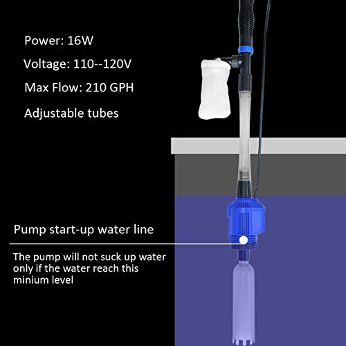 Auto Electric Aquarium Gravel Cleaner, 3 in 1 Automatic Sludge Extractor for Fish Plant Tanks