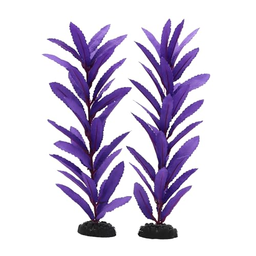 2-Pack 12 Inch Aquarium Silk Aquarium Plants, Artificial Plastic Plant for Small Tank, Goldfish, Fish Hides (Purple, 12 Inch) - color: Purple