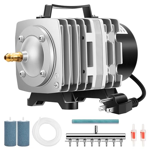 VIVOSUN Air Pump Kit, with 40 W 1110 GPH Commercial Air Pump, 8-Way Splitter, 2 Pcs Air Stones, 25 ft Air Tubing, 2 Pcs Check Valves, for Aquarium, Fish Tank & Hydroponics - style: 40W-1100GPH with Accessories