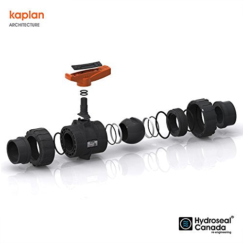 HYDROSEAL Kaplan 1/2" PVC True Union Ball Valve with Full Port, ASTM F1970, EPDM O-Rings and Reversible PTFE Seats, Rated at 200 PSI @73F, Gray, 1/2 inch Socket (1/2") - size: 1/2 Inch