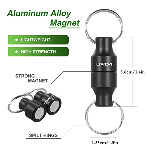 Lixada Magnetic Net Release Holder Fly Fishing Net Retractor Fishing Net Keeper Magnet Clip Landing Net Connector for Fishing Hooks, Lures, Flies, Trout Line - color: Black, style: 2 Connectors
