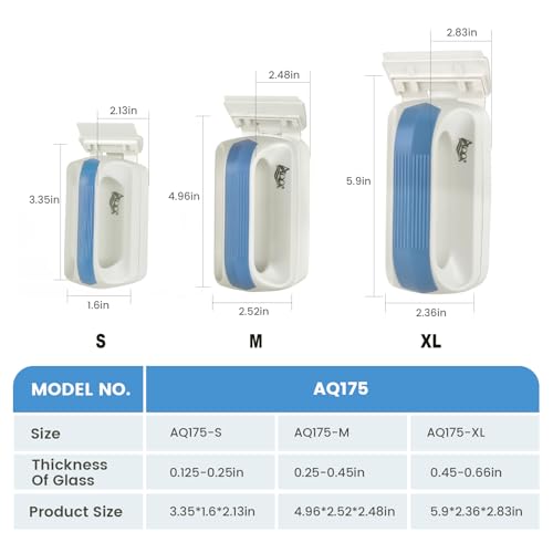 AQQA Aquarium Magetic Glass Cleaner Brush with 2 Detachable Scrapers Floating Fish Tank Cleaning Tools Algae Scraper for 0.25-0.45 inch Thick Glass/Acrylic Tanks (Medium) - size: Medium