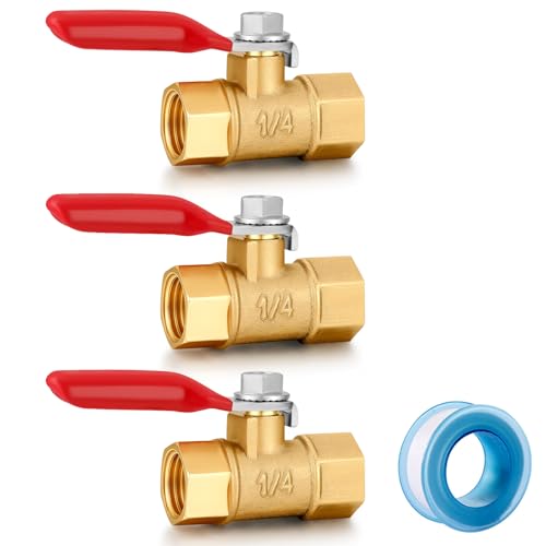 1/4 Inch Valve Npt Air Compressor Brass Heavy Duty Valve double Female Shut off Switch 1/4 NPT Thread Pipe Fitting (Double Female 3PCS) - color: Female x Female 3PCS