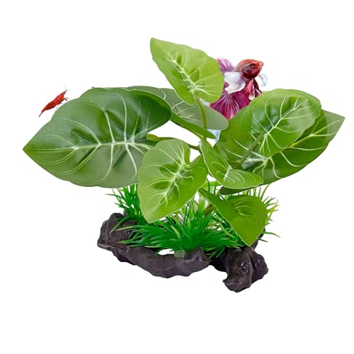 CTWPets Betta Driftwood Decor – Soft Silk Aquarium Plant for Betta Fish, Shrimp, and Tropical Tanks – Safe, Vibrant Aquascape Decoration (Heartleaf) - color: Heartleaf