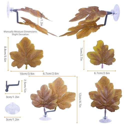 Betta Fish Hammock - Dual Leaf Design with Strong Suction Cups, Non-Toxic Durable Material for Spawning & Resting, Natural Aquarium Decor for Beta Fish Tanks (Orange, 3) - color: Orange, size: 3