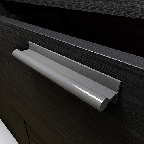 HRX Self-Adhesive Edge Fingerpull Door Handle - Easy to Install Screwless Peel and Stick on Glass, Wood, Metal, Plastic - Sliding Doors Knob for Kitchen Fronts, Drawers & Dressers Panels - 2 Pack - color: Clear Anodized