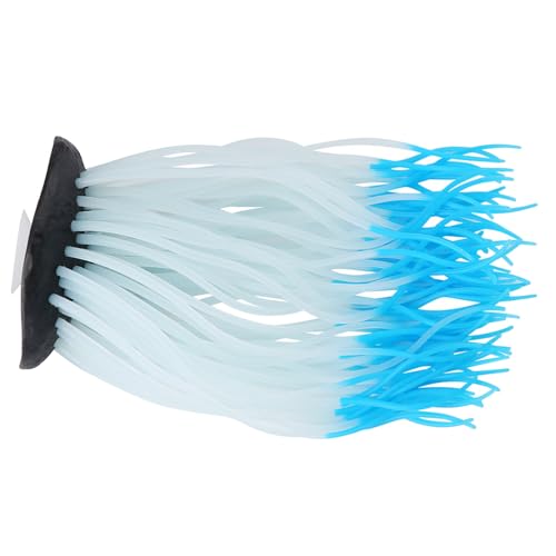 Simulation Anemone Artificial Anemone Glow in the Dark Silicone Aquarium Decor with Strong Suction Cup for Fish Tank Ornament (Blue) - color: Blue