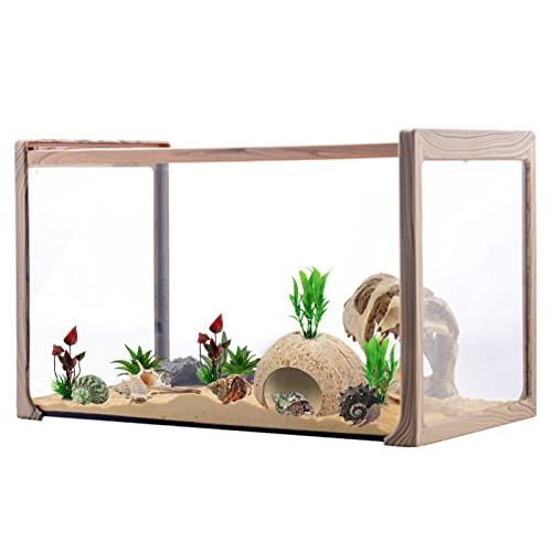 Hermit Crab Supplies - 22 pcs Shells, Natural Coconut Shell Reptile Hide, Artificial Plants, Tank Climbing Toys for Hideouts