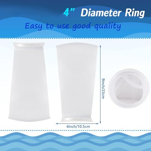 Jecery 16 Pack 4 Inch Ring Filter Socks 200 μm Aquarium Filter Bags Aquarium Socks for Tank Sump Saltwater Freshwater(9 × 4 inches) - size: 9 × 4 Inches