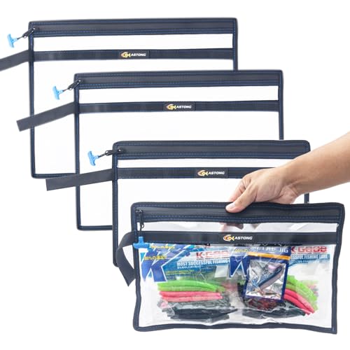 2 Layer Water-resistant Fishing Bait PVC Clear Storage Bag BaitShield Tackle Bag Storage for Bait Tackle Lures Soft Plastics and Fishing Gear Large Capacity 2 Size (2Pcs Medium+2Pcs Large)