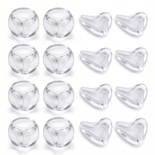 16 Pack Clear Baby Corner Protectors – Teardrop-Shaped & Spherical Furniture Edge Guards for Baby Proofing – Soft PVC Table Corner Covers for Safety on Tables, Cabinets – Childproof Bumpers for Home - color: 8 Teardrop-shaped + 8 Spherical