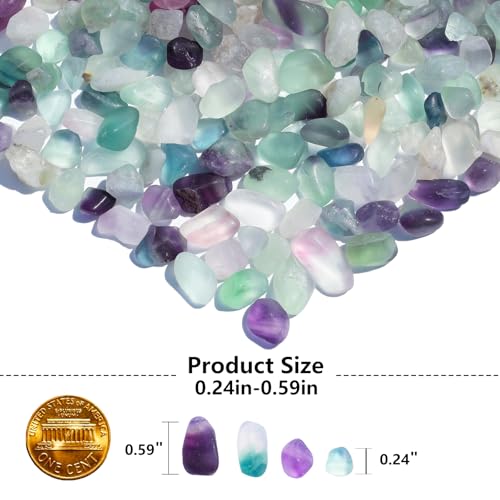 QYGL Crystal Pebbles – 0.9LB Natural Fluorite Crystal Bulk, Decorative Tumbled Gemstones Sea Glass Rock for Fish Tank Gravel, Vase Filler, DIY Crafts, Plant Pots & Home Decor - color: Fluorite