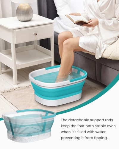 Nekteck Collapsible Foot Soaking Tub Bucket for Foot Bath Soak, Feet Basin Soaker with 138 Acupressure Nodes and Pumice Stone for Feet Health Foot Spa, Gifts for Men Women Dad Mom, Green - color: Green