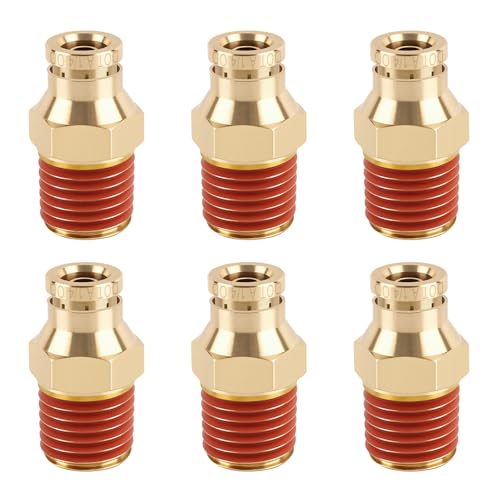 6PCS DOT Quick Push to Connect Brass Air Brake Fitting, Kalolary Brass Straight DOT Line Fittings 1/4"OD×1/4"NPT Thread Air Brake Line Fittings, Air Suspension Kit, Air Hose Repair Kit - size: Straight 1/4"OD ×1/4"NPT