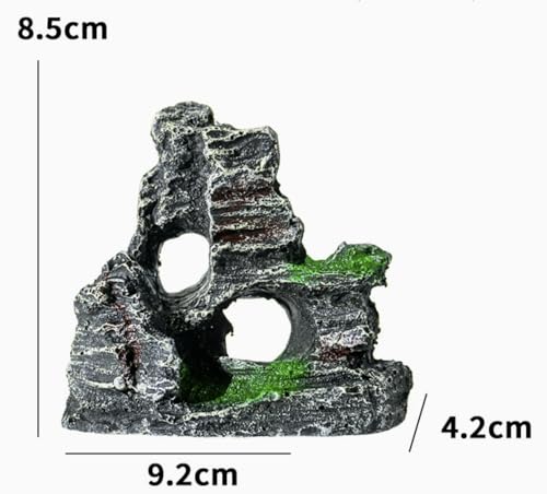 6-Piece Aquarium Plant Set with 5 Green Artificial Plants and Resin Cave Decorations for Betta Fish, Goldfish, and Shrimp for Breeding, Playing, and Resting
