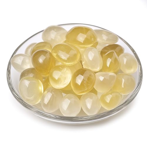 Polished Stone Set Citrine Crystals, 0.8" Handpicked Tumbled Gemstones Rocks, Pebbles for Reiki, Chakra, Healing, Home Decor - color: Citrine, size: 0.8"