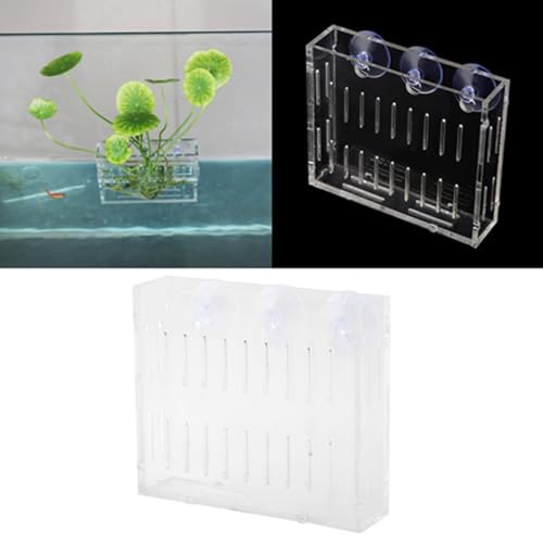 Aquarium Plant Holder, Fish Tank Plant Holder Cup, Acrylic Planter Grass Container with Suction Cups for Water Feature Decoration